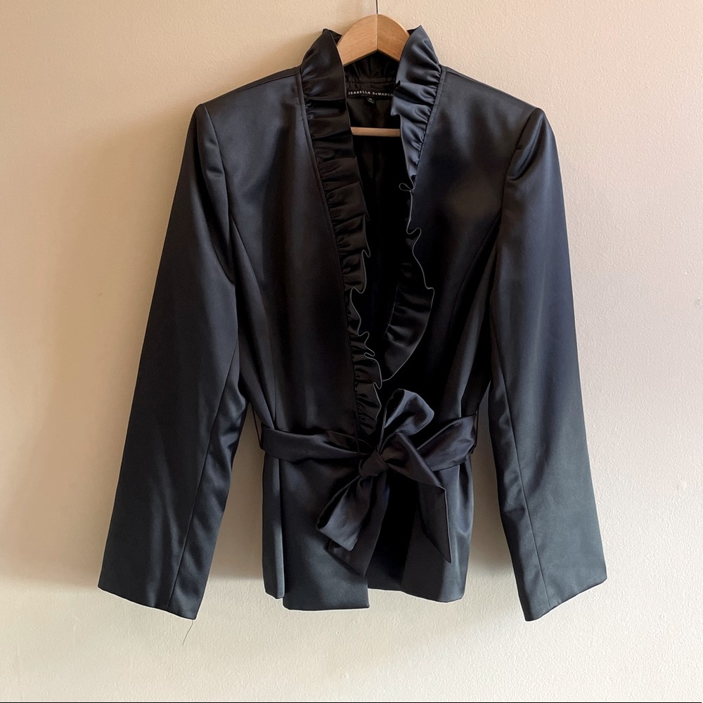 Isabella deMarco black blazer w/ ruffle accents